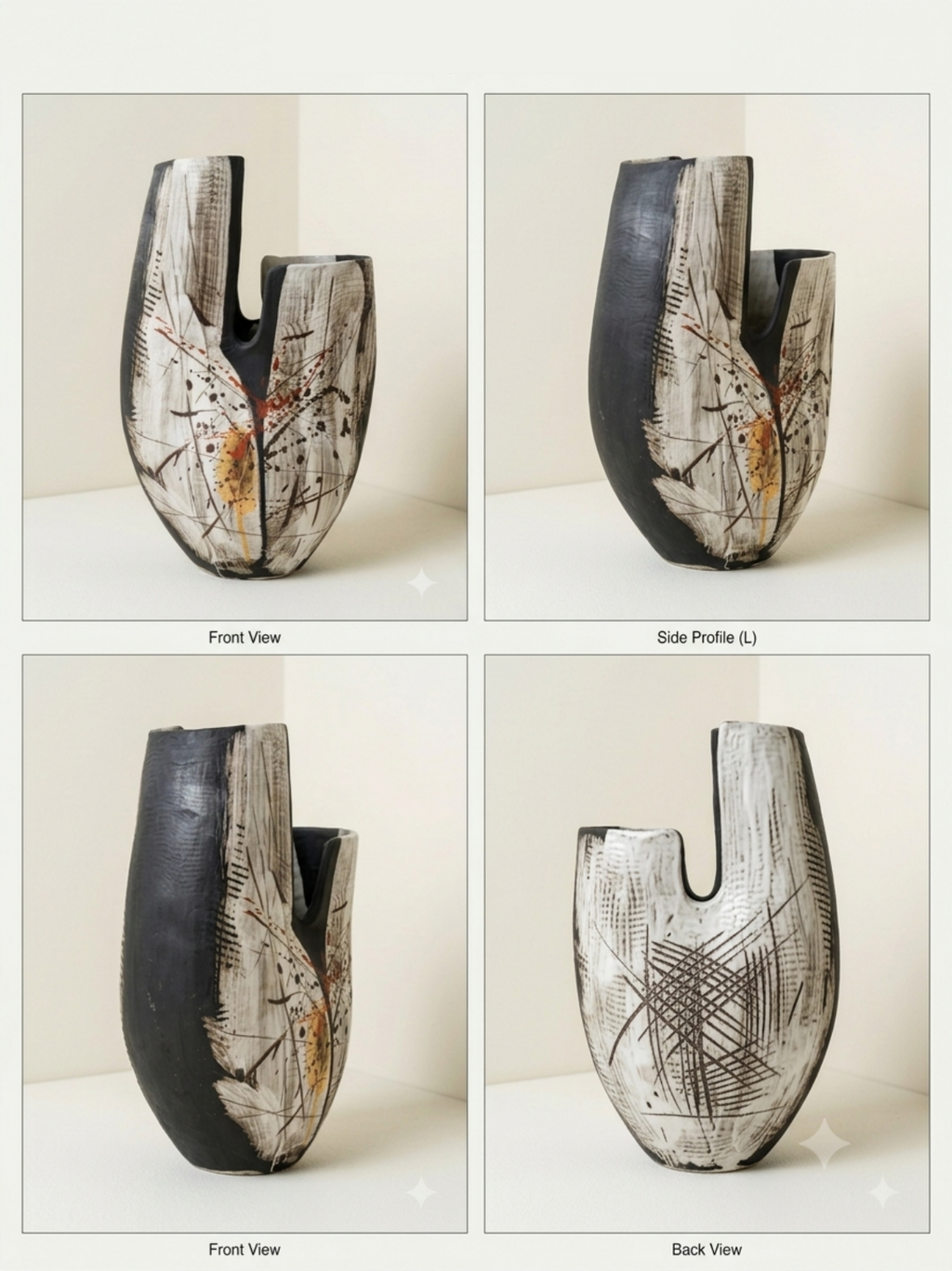 The Abstract Silhouette Ceramic Vase – Hand-Painted Modern Artifact