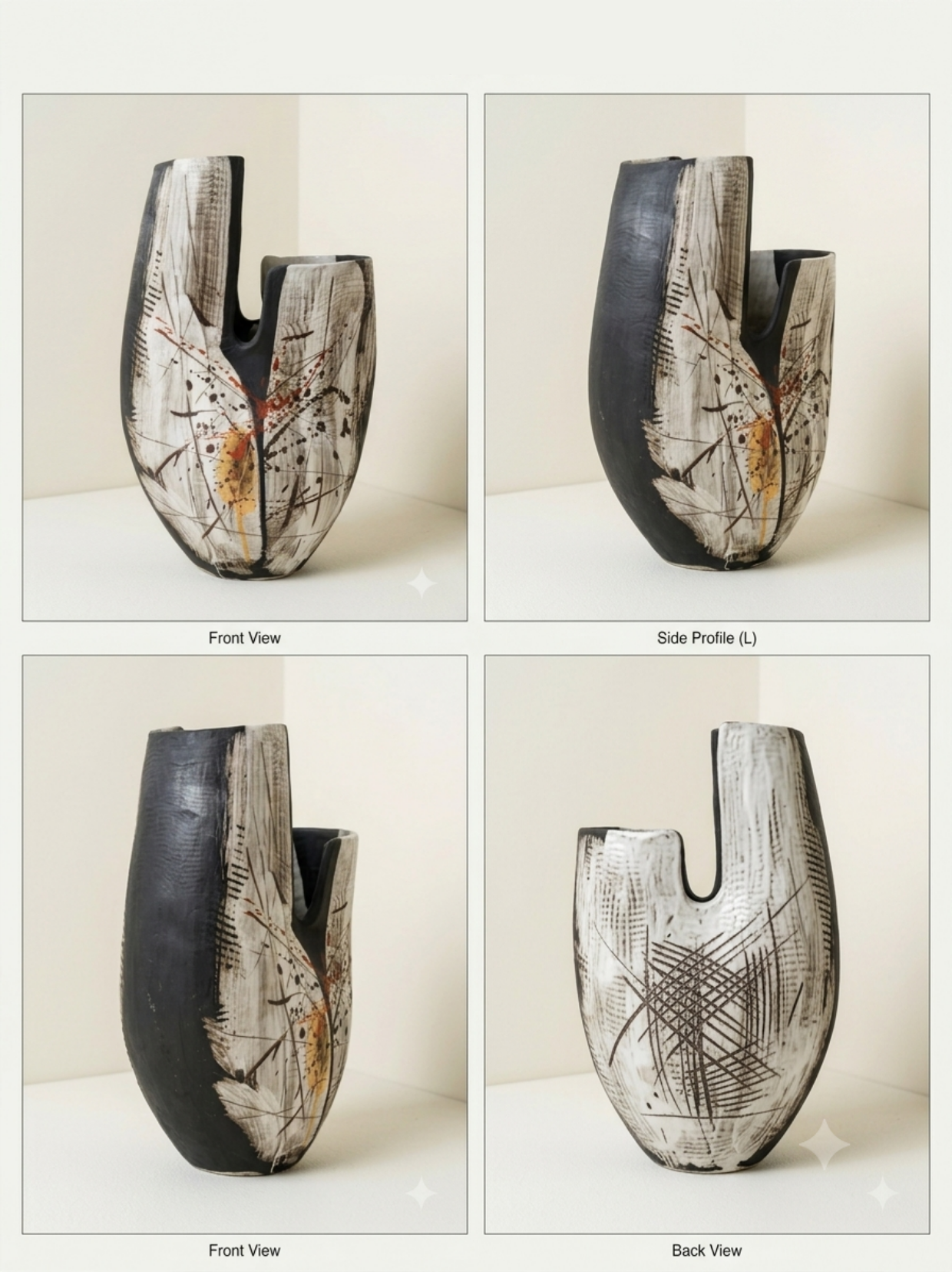 The Abstract Silhouette Ceramic Vase – Hand-Painted Modern Artifact
