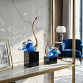 Crystal Swan Decorative Figurine Set Blue 1
