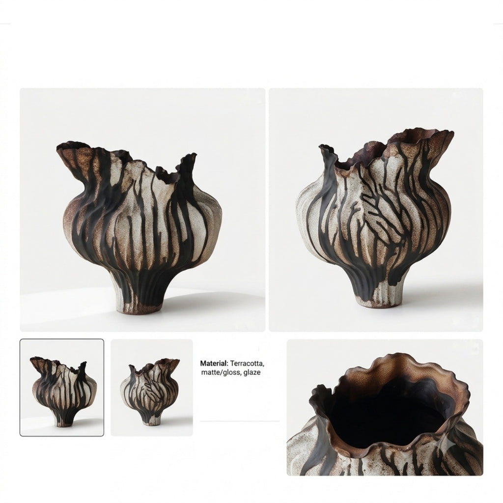 Abstract Textured Ceramic Statement Vase