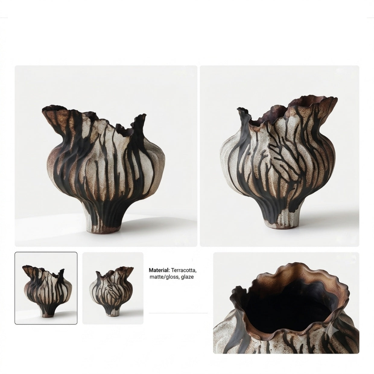 Abstract Textured Ceramic Statement Vase