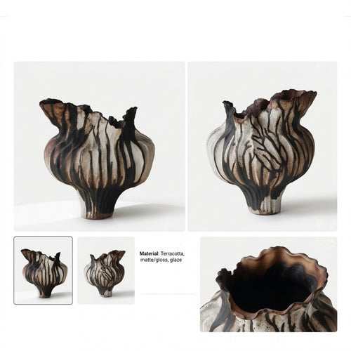 Abstract Textured Ceramic Statement Vase