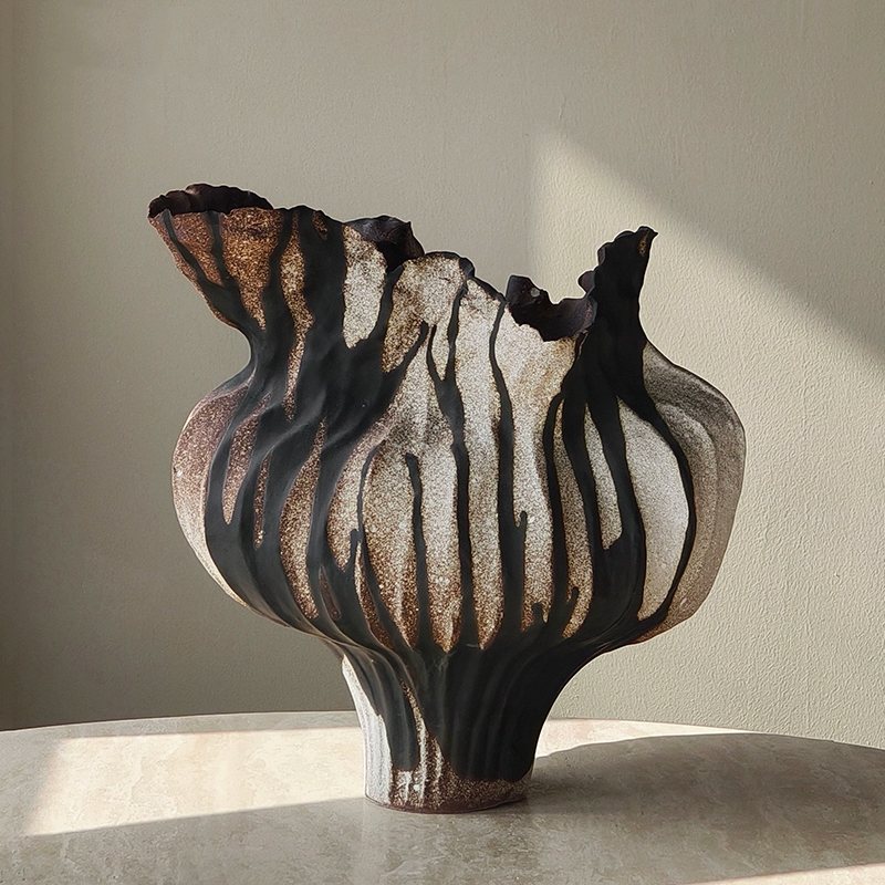 Abstract Textured Ceramic Statement Vase