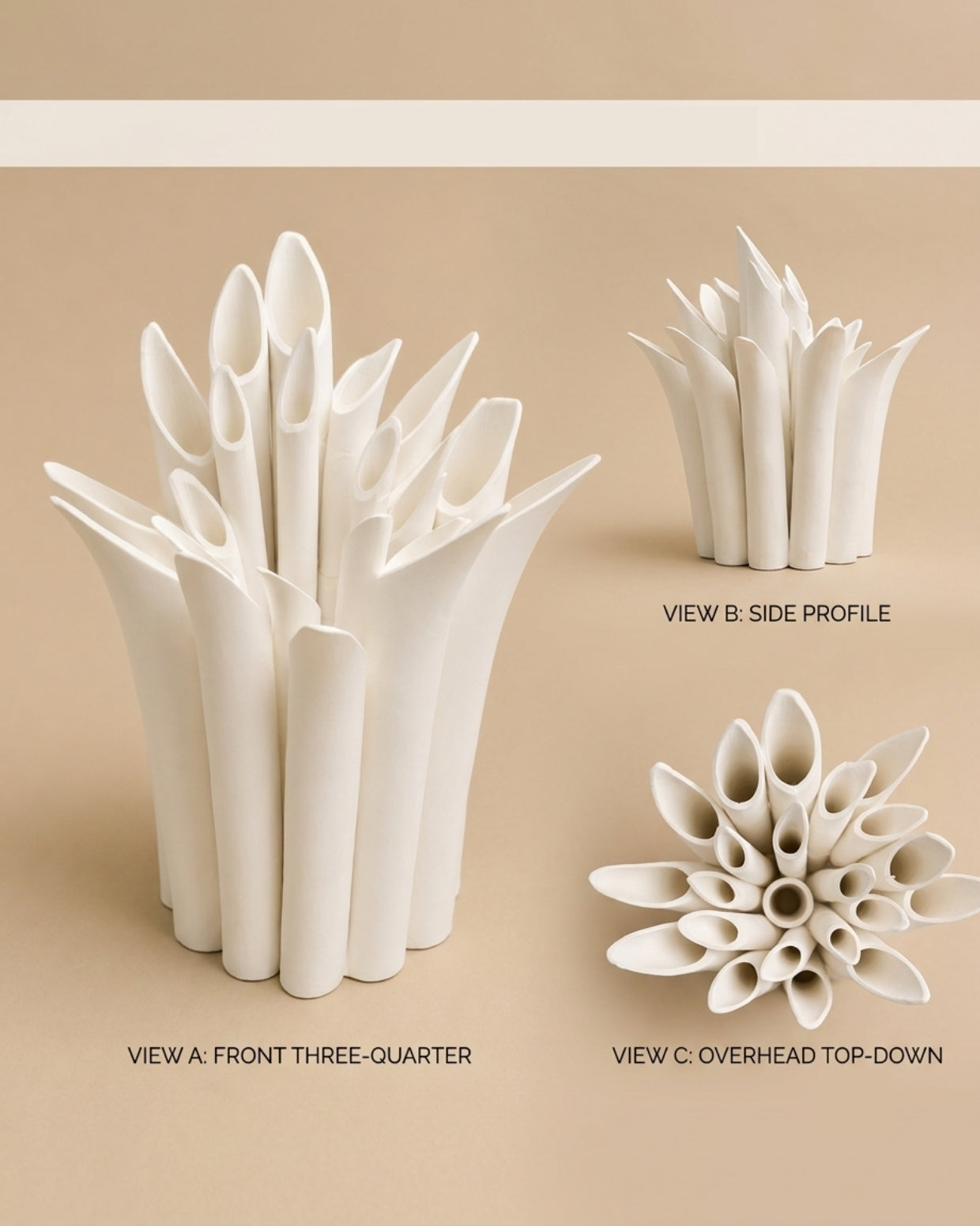 The Coral Flora Ceramic Vase / Sculptural Avant-Garde Centerpiece
