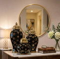 Luxury Black & Gold Ceramic Flower Vase Set