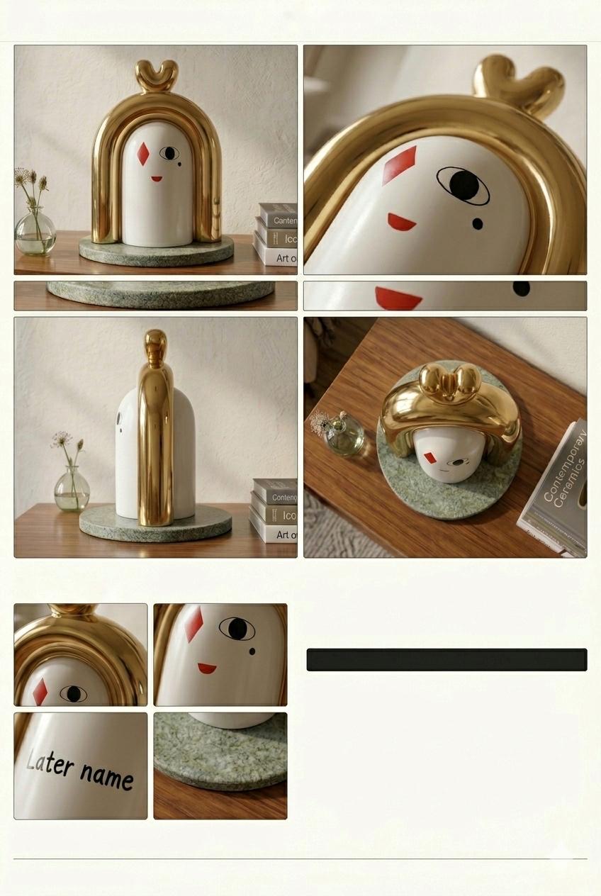 Modern Abstract Character Ceramic Showpiece – Golden Arch