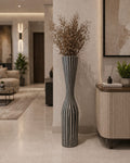 Contemporary Striped Ceramic Floor Vase 1