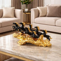 Black Gold Galloping Horses Decorative Sculpture 1