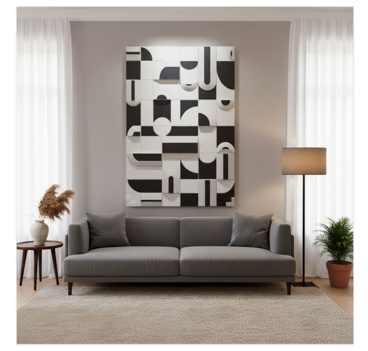 Modern Geometric Black White Wall Art 1