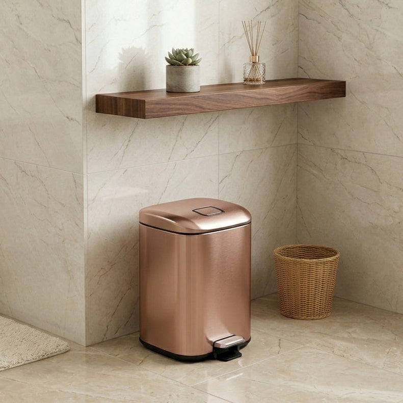 Luxury Rose Gold Stainless Steel Pedal Dustbin (Soft-Close)