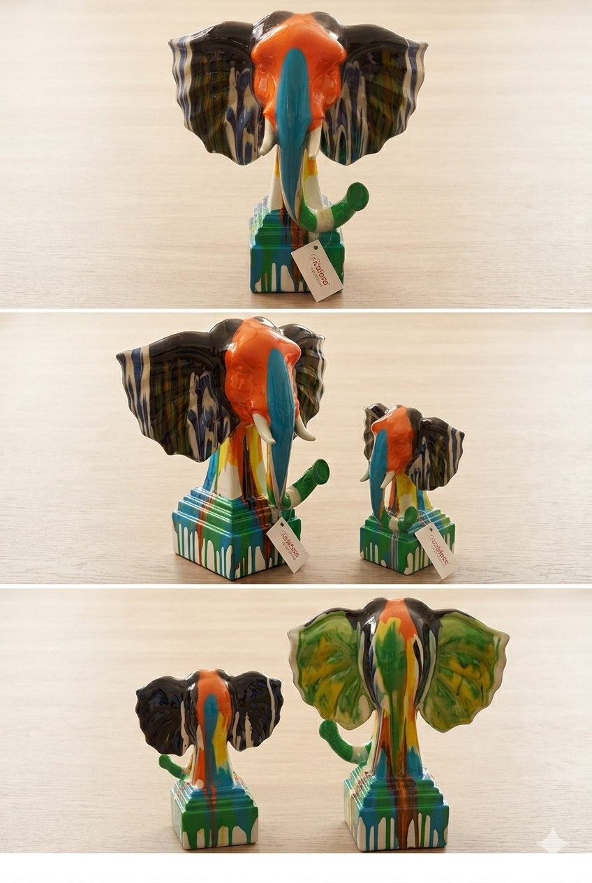 The Vibrant Elephant Duo – Abstract Resin Masterpiece