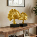 Gilded Ginkgo Leaf Sculptural Duo