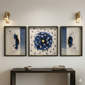 Metamorphosis in Blue: 3-Piece 3D Butterfly Triptych Wall Art