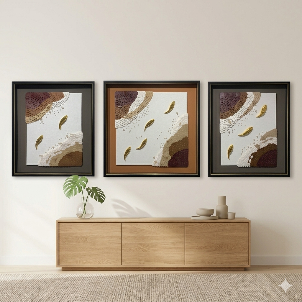 Luxury 3-Piece Textured Mixed Media Triptych