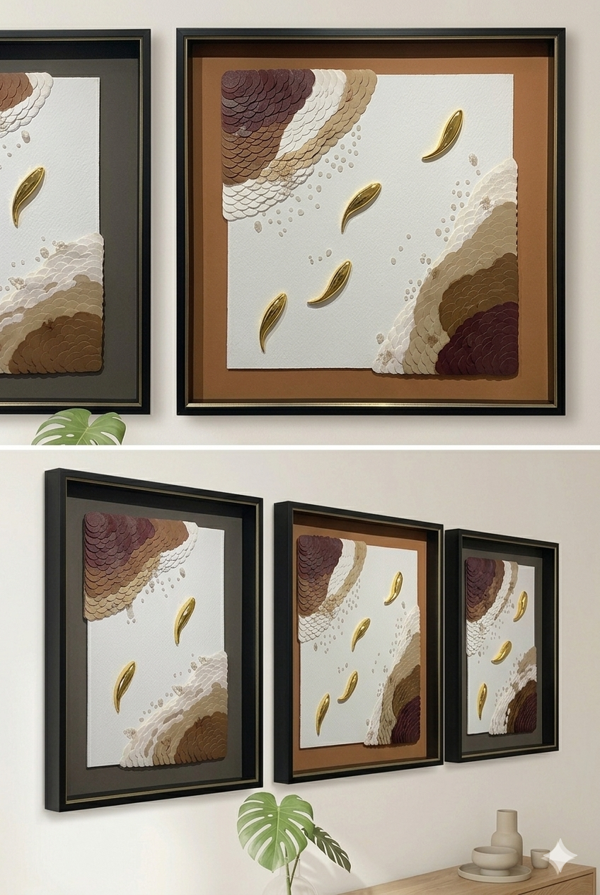 Luxury 3-Piece Textured Mixed Media Triptych