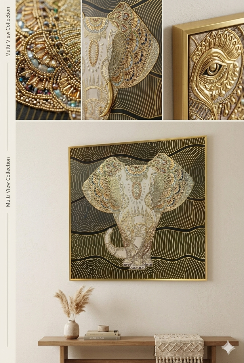 Majestic Harmony: Detailed Elephant Mandala Fine Art Print