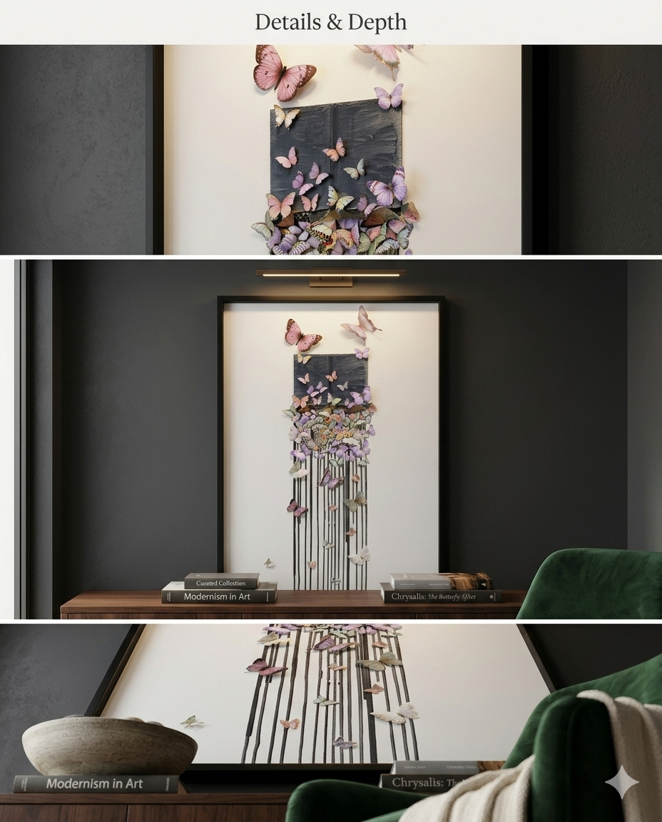 Butterfly Cascade 3D Framed Art