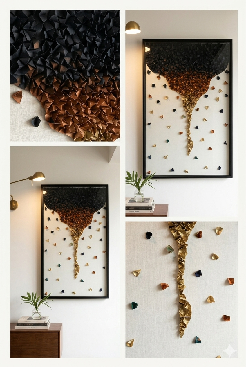 Abstract 3D Textured Metallic Wall Art