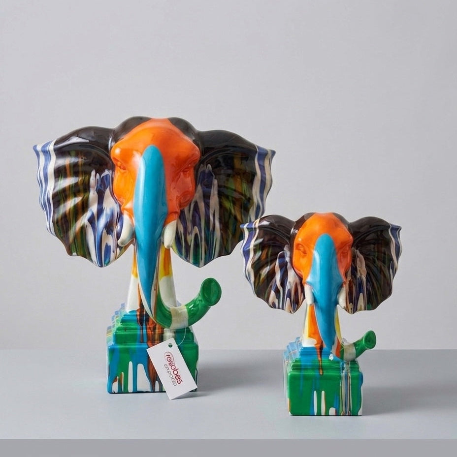 The Vibrant Elephant Duo – Abstract Resin Masterpiece