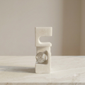 Aura Minimalist Geometric Stone Sculpture with Bubbled Glass Orb