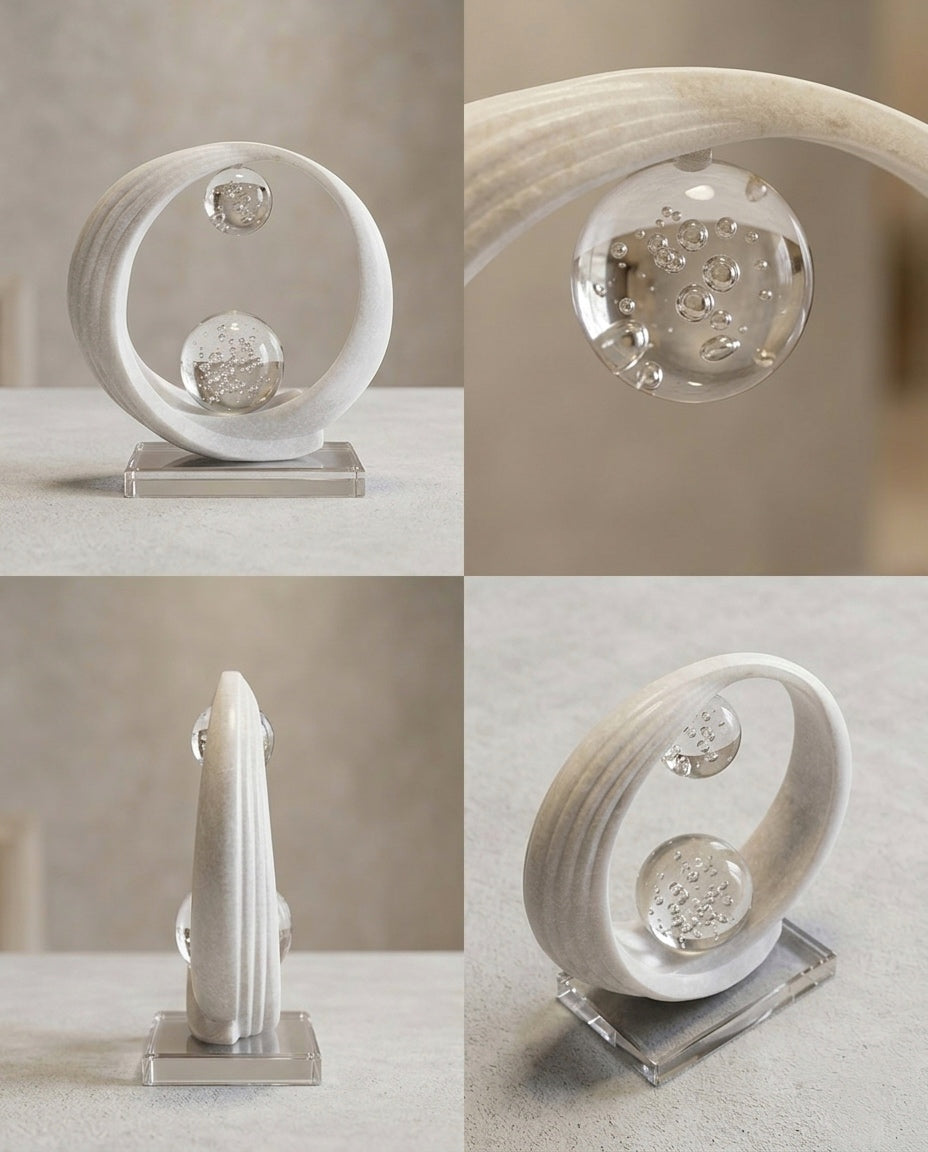 Celestial Balance Abstract Marble & Glass Showpiece