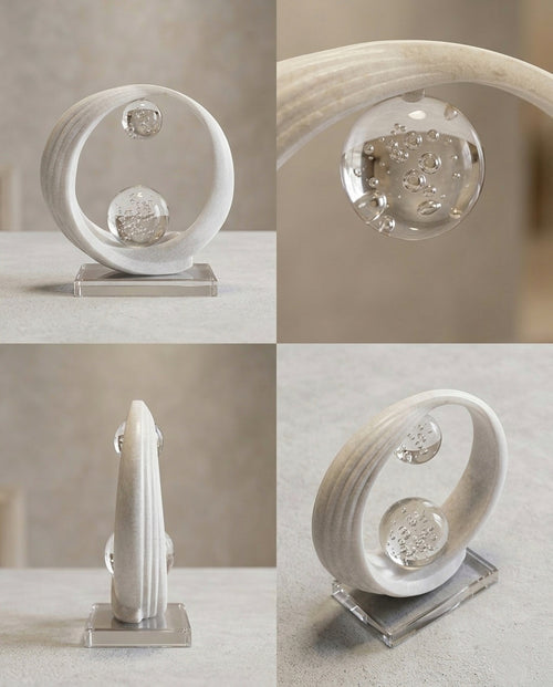 Celestial Balance Abstract Marble & Glass Showpiece