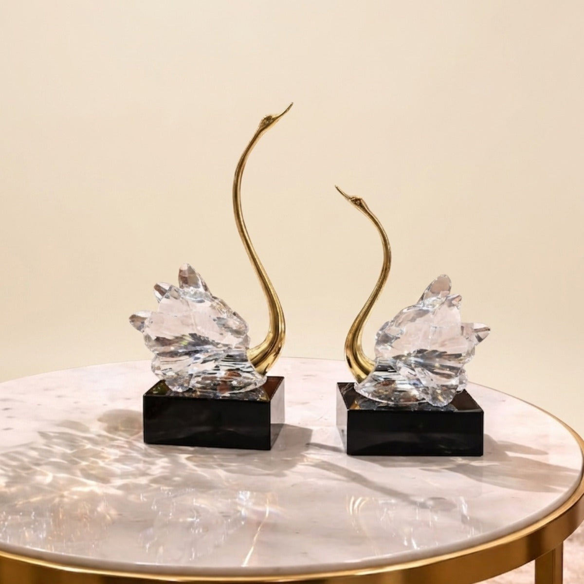 Crystal Swan Decorative Figurines Gold Accent 1