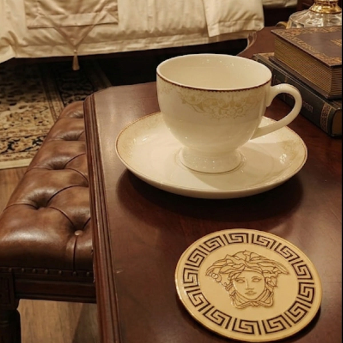 Luxury Medusa Greek Key Tea Cup Set 1