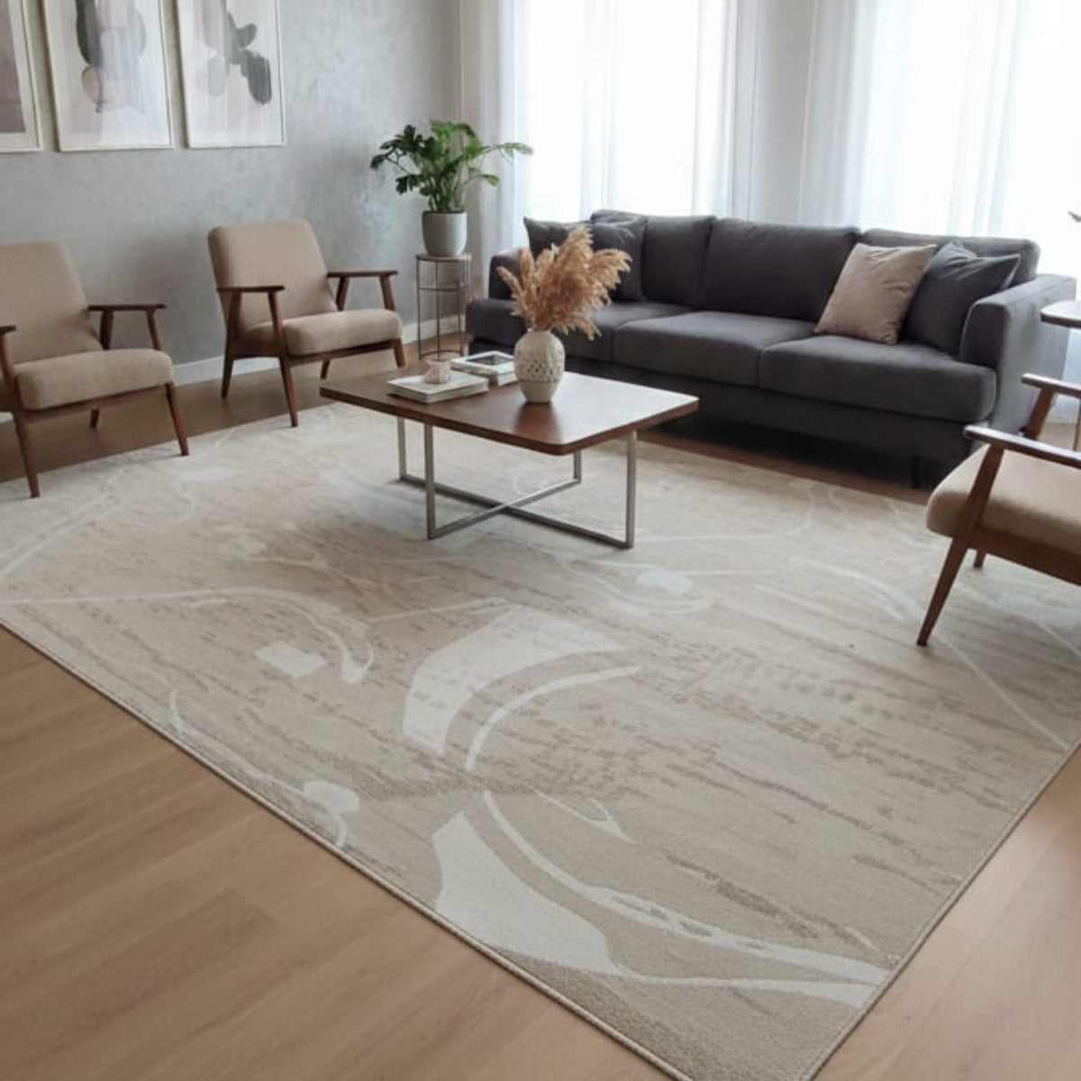 Abstract Wave Pattern Contemporary Area Rug 1