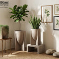 Contemporary Concrete Sculptural Floor Planter Set 1