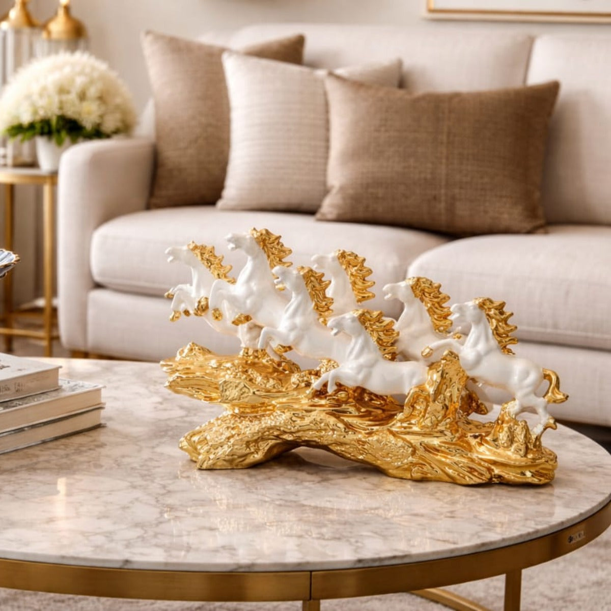Golden White Decorative Coral Sculpture 1