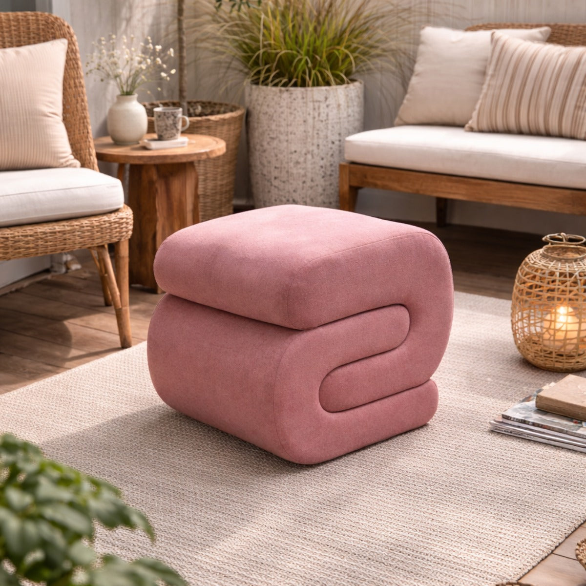 Contemporary Curved Ottoman Footrest Stool 2