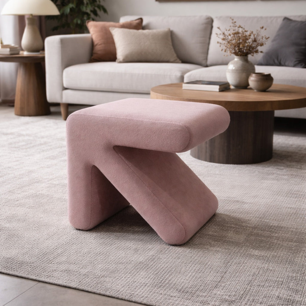 Contemporary Curved Z-Shape Upholstered Ottoman 3