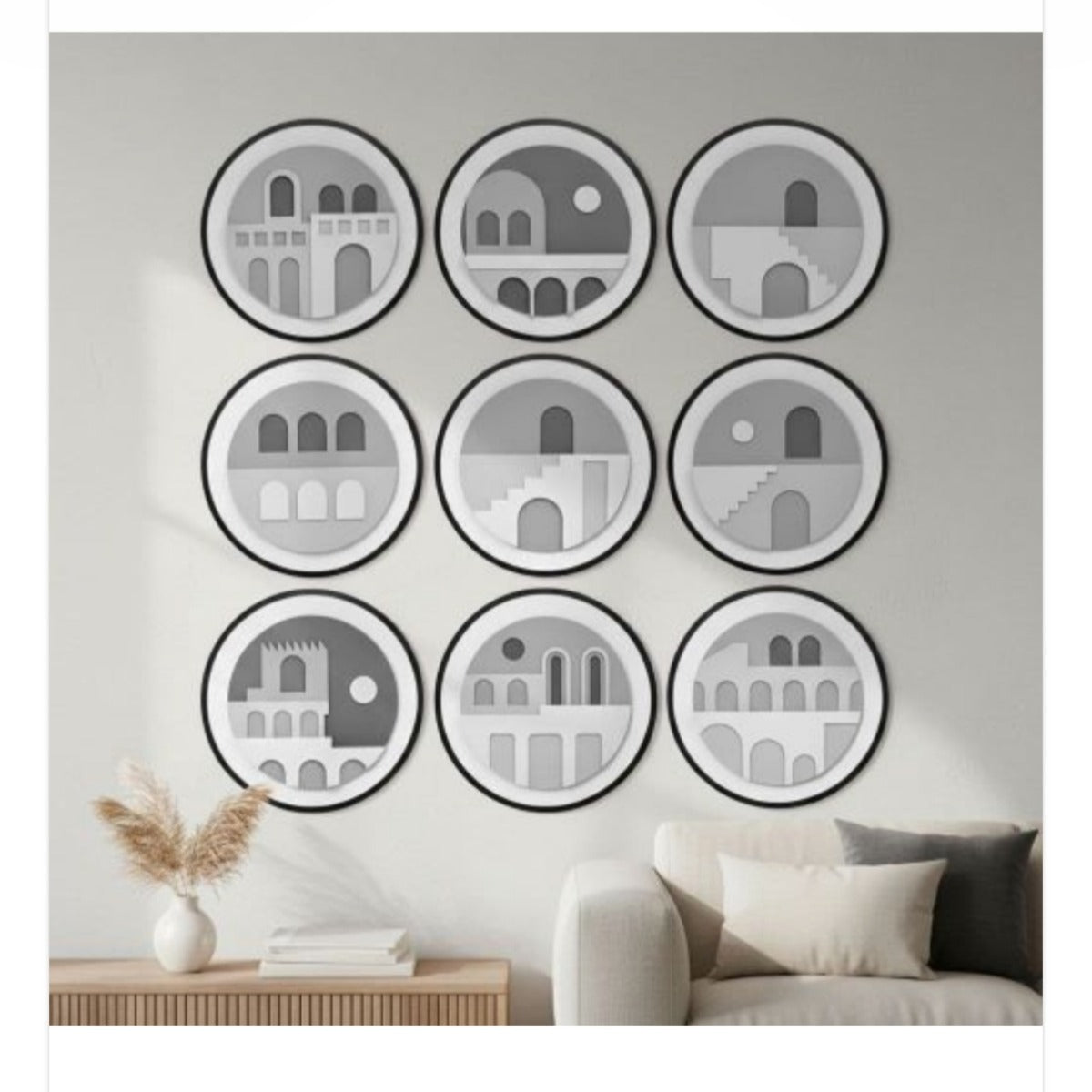Architectural Circle Wall Art Set 1