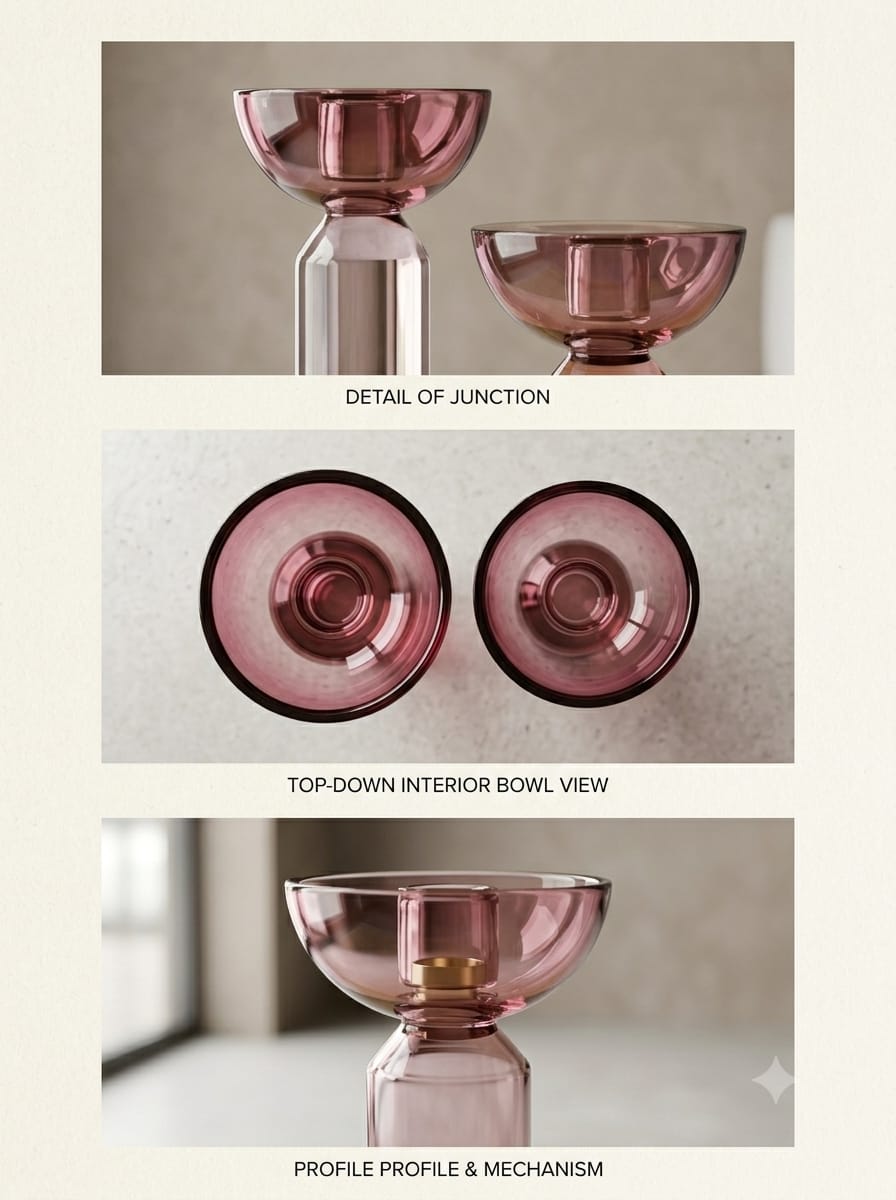 Aura Minimalist Rose-Tinted Glass Hurricane Candle Holders (Set of 2)